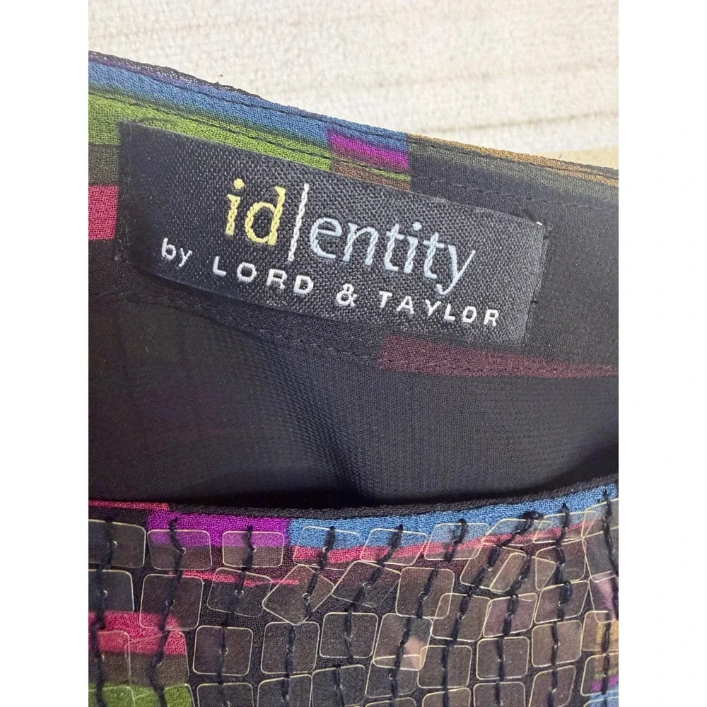 Identity Lord & Taylor Women 8 Silk Sequin Mini‎ Skirt Multi Color Stripe Party